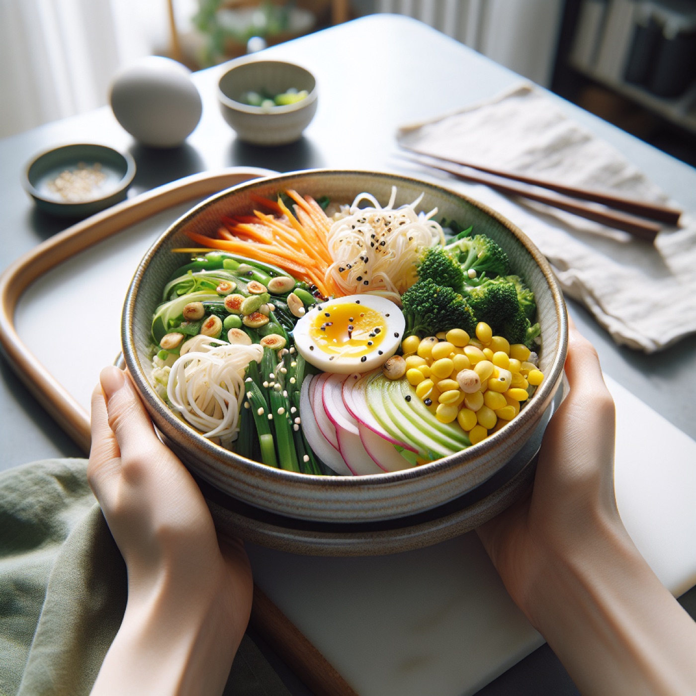 春野菜のビビンバ｜ほうれん草と半熟卵の簡単韓国ごはん