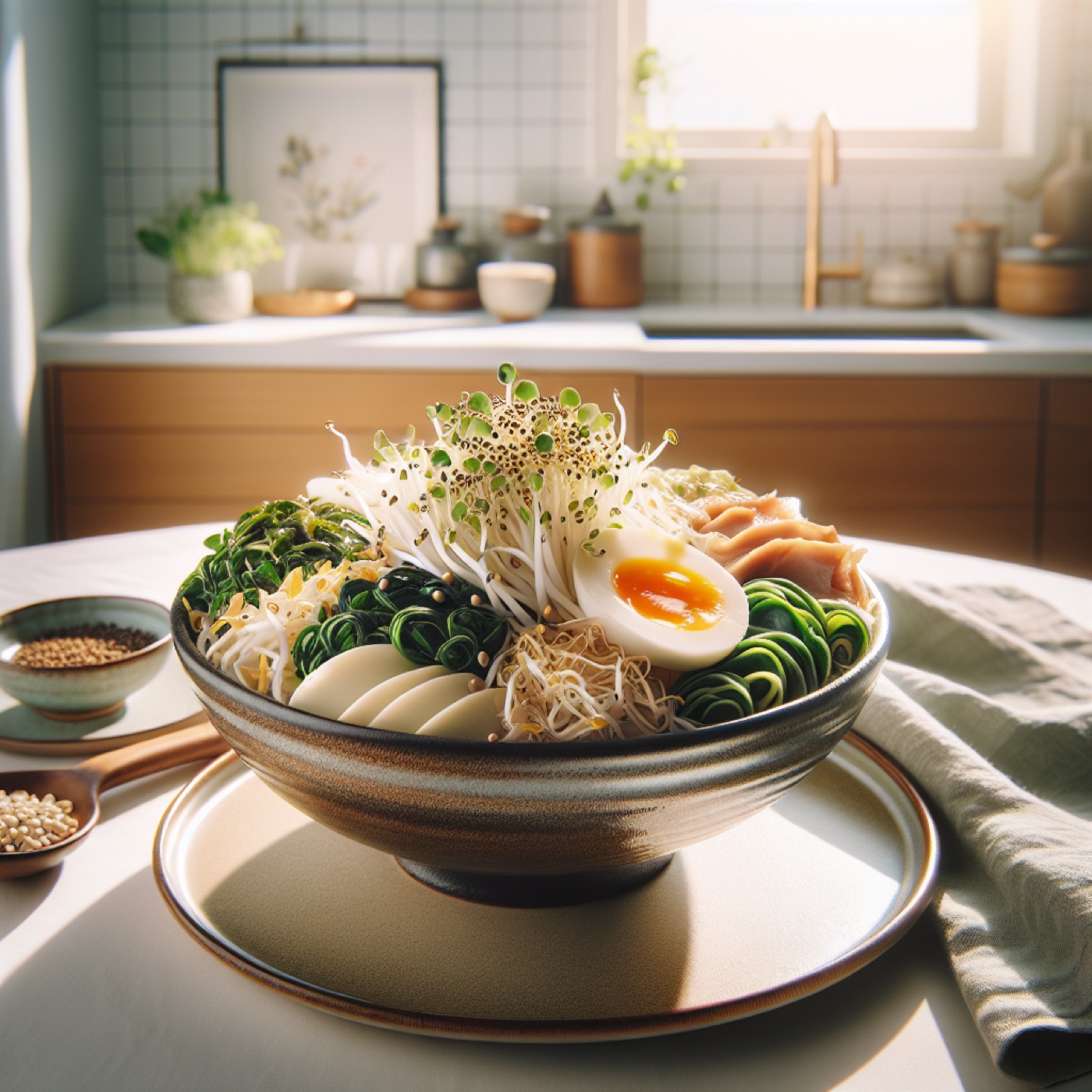 Korean Bean Sprout Bibimbap with Gochujang and Fried Egg