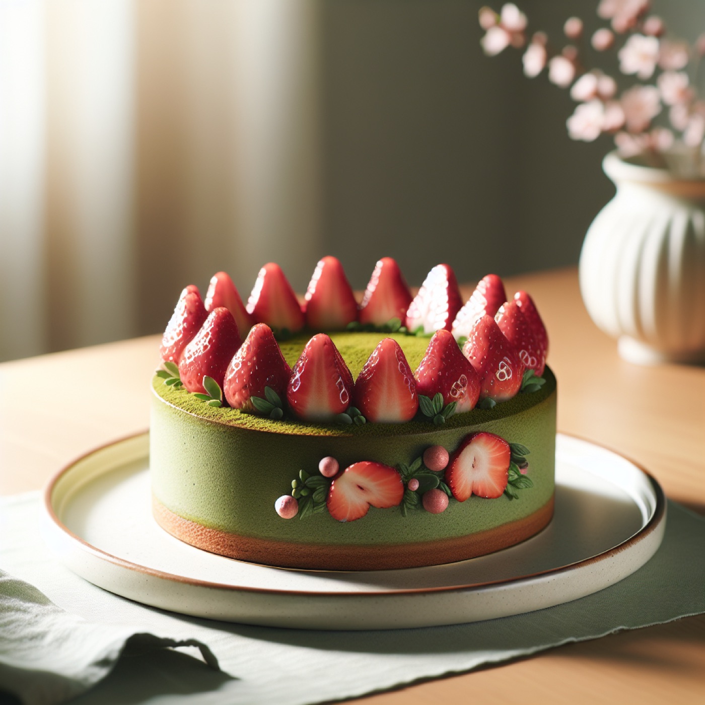 Strawberry Matcha Sponge Cake