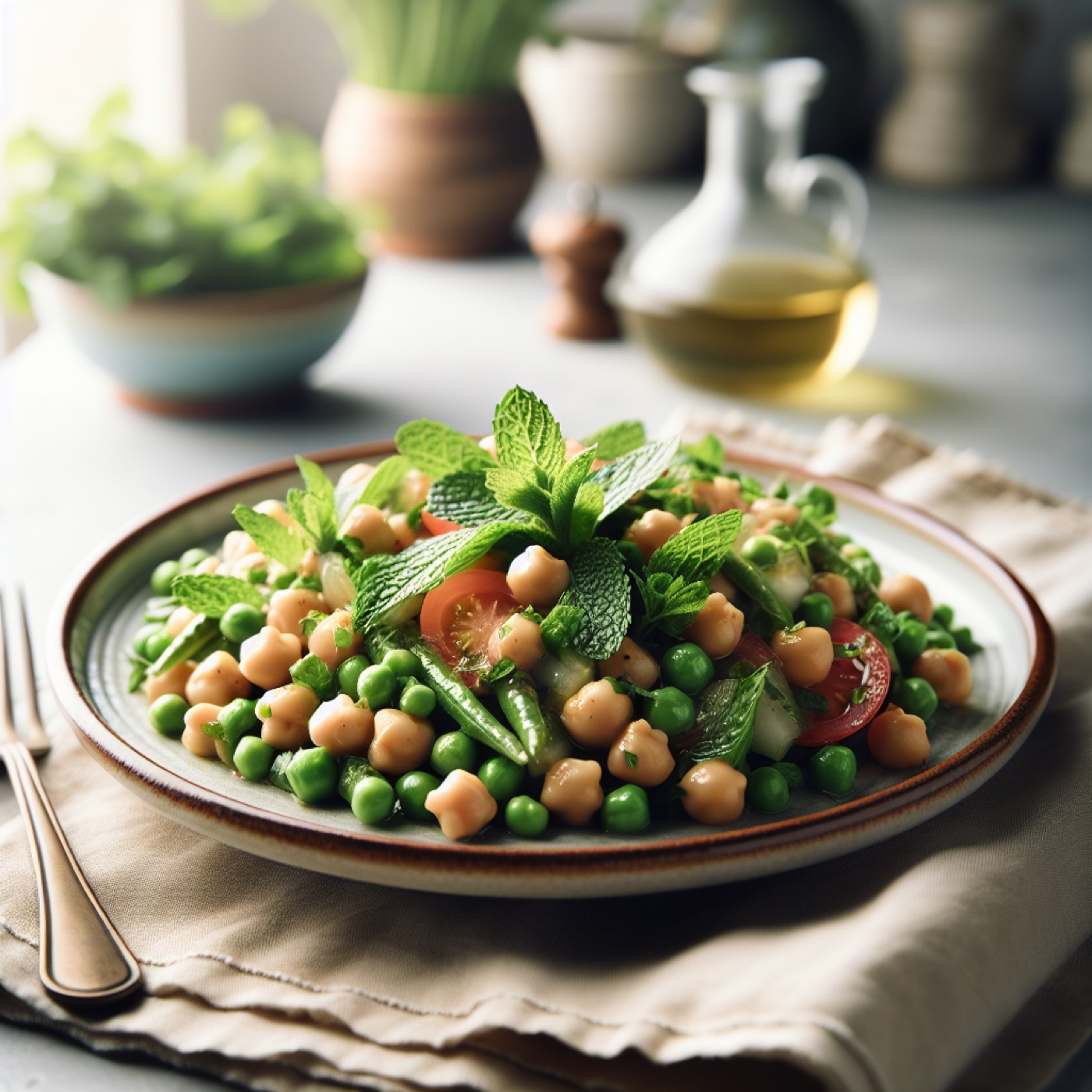Lebanese Chickpea, Cucumber and Mint Salad with Lemon Dressing