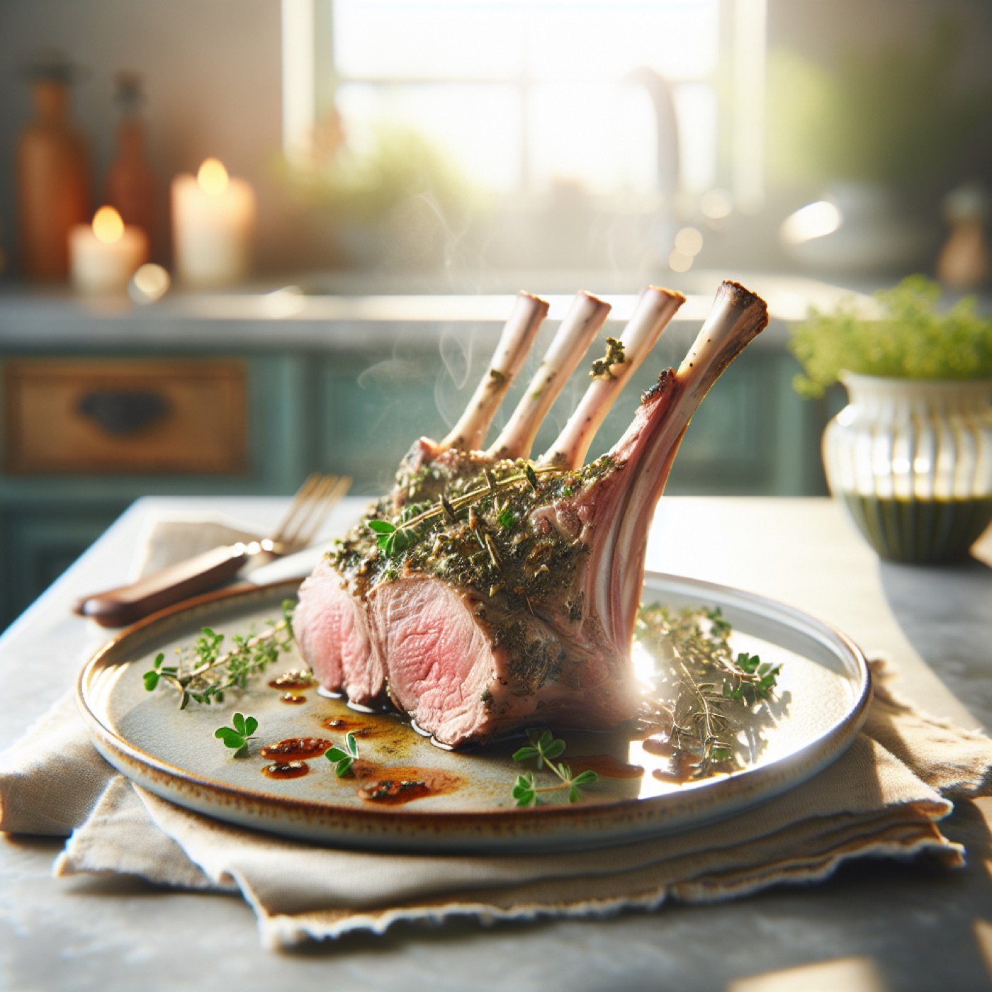 French Herb-Crusted Lamb Chops with Rosemary, Thyme and Mint