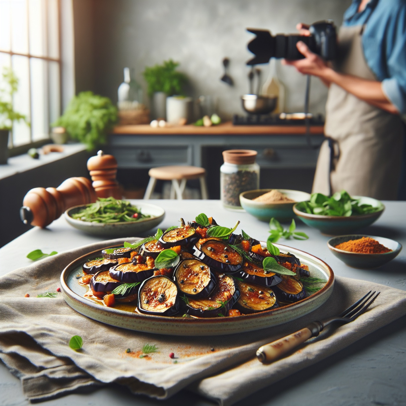 Turkish Spiced Roasted Eggplant with Cumin, Garlic and Lemon