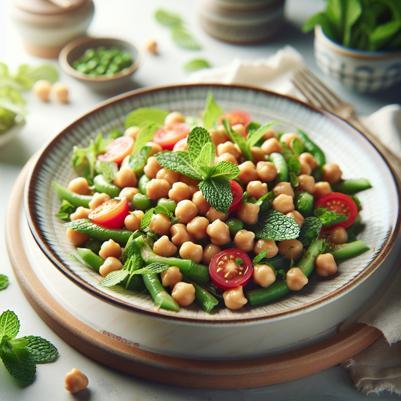 Lebanese Chickpea Salad with Fresh Mint and Cucumber