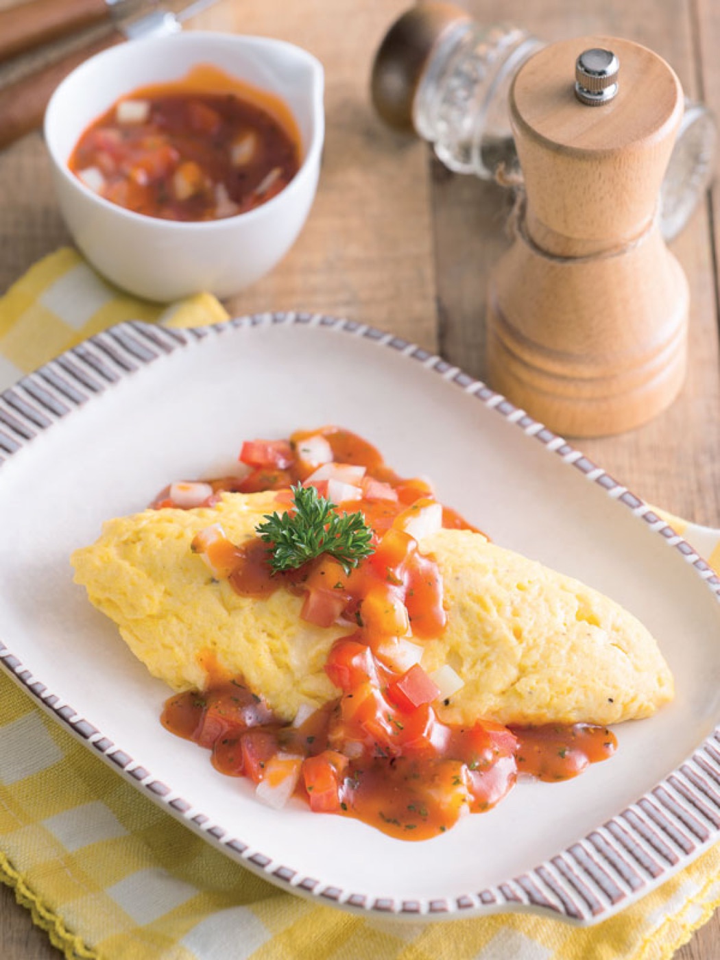 Extra Creamy Cheese Omelet with Homemade Tomato Salsa