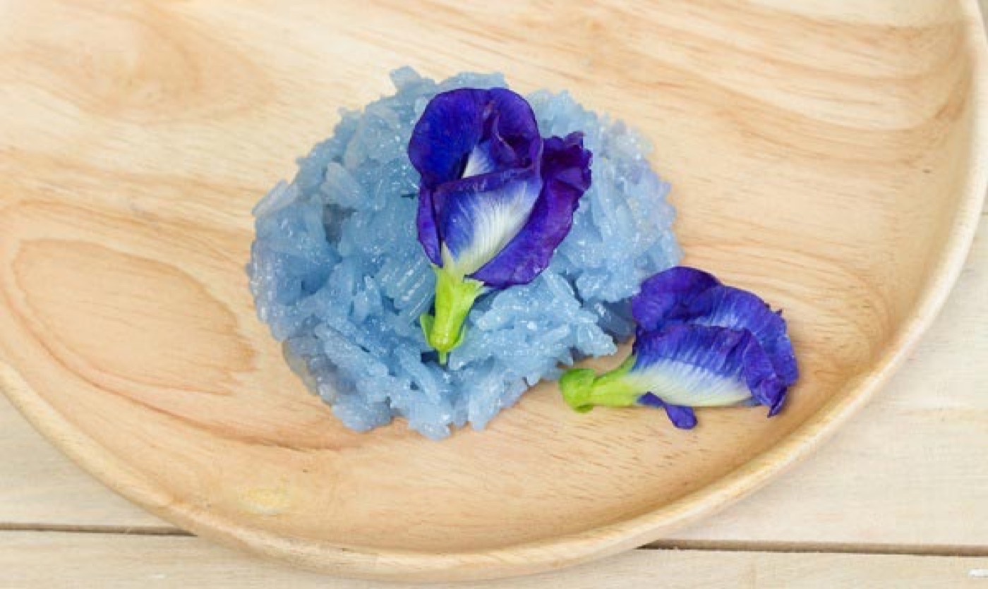 Thai Blue Butterfly Pea Coconut Sticky Rice (Khao Niao Mun)